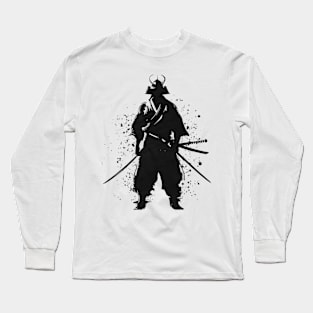 Japanese samurai minimalist art with katana Long Sleeve T-Shirt